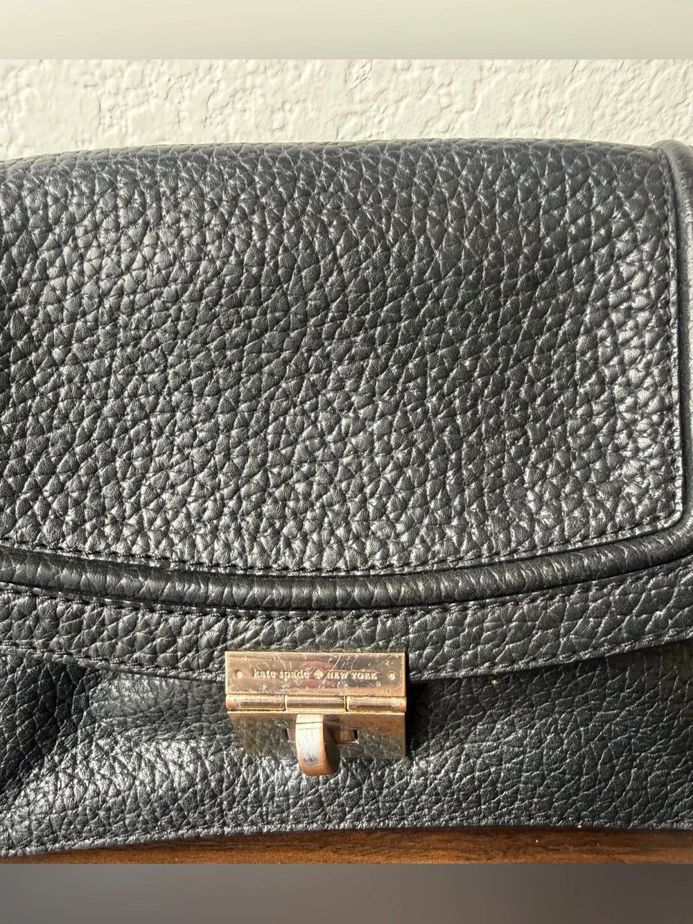 Vintage Kate Spade Black Pebbled Leather Crossbody Bag